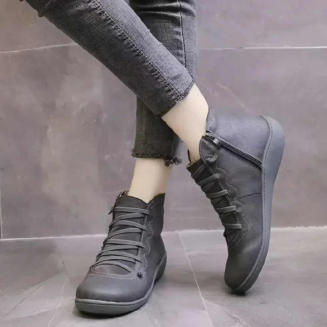 Eline | Zipper Lace-Up Comfort Boots
