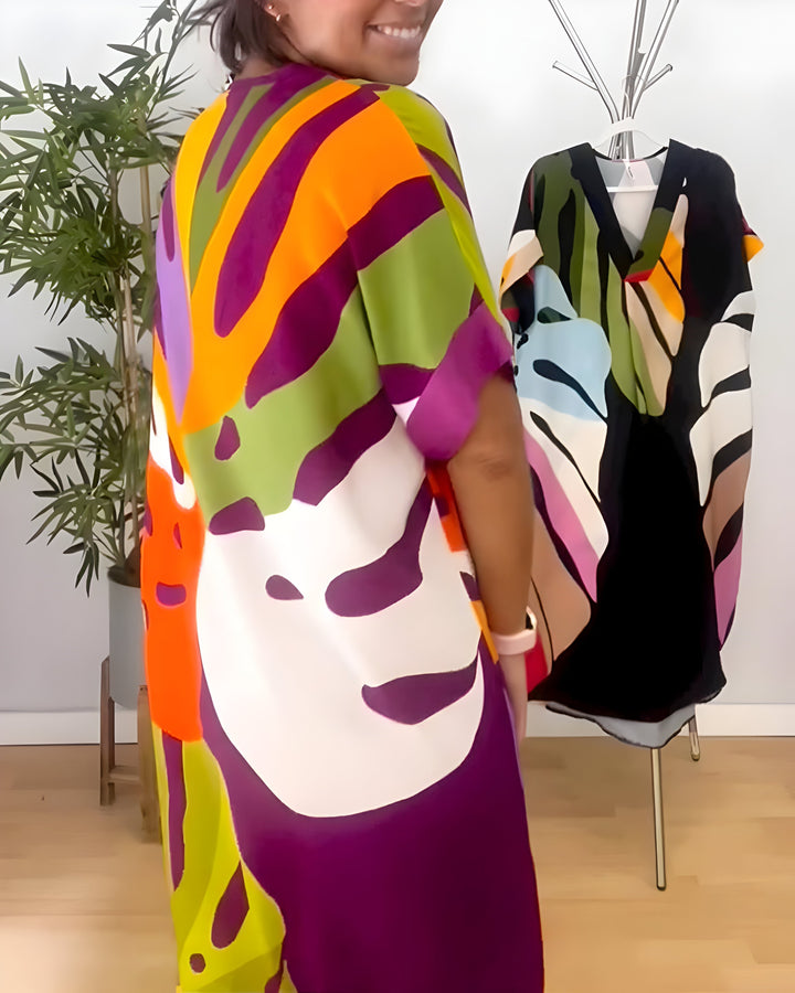 Olivia | Casual Colourful Leaf Print Dress