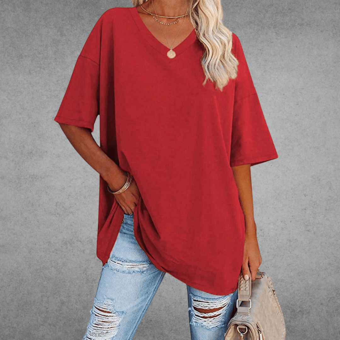 Renee | Stylish Oversized V-Neck T-Shirt