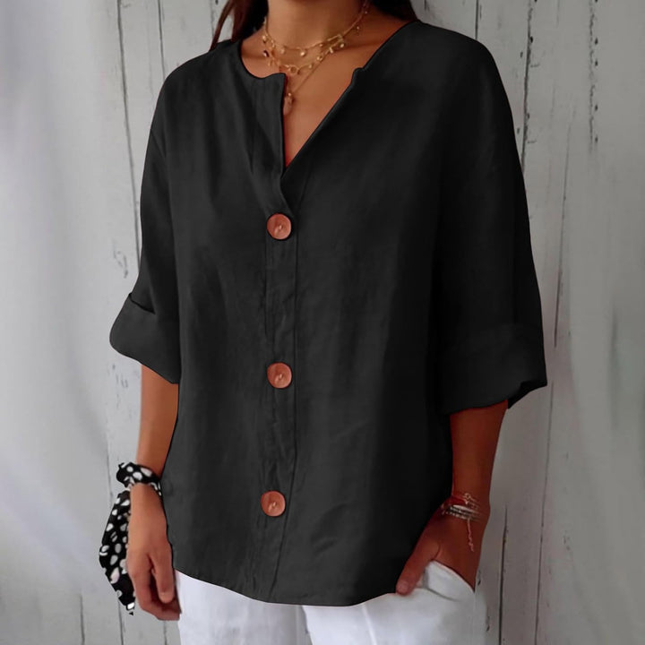 Lynchy | Cotton Linen V Neck Shirt