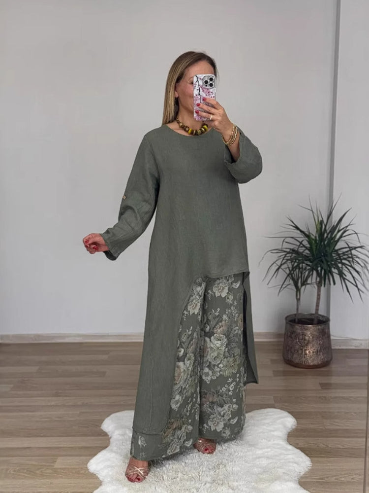 Charly™ | Long-sleeved Top And Printed Pants Set