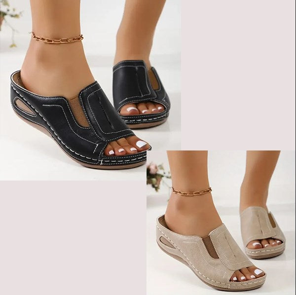 Nicole | Effortless Black Slip-On Sandals