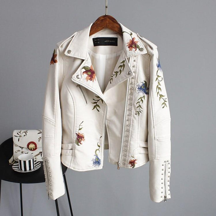 Ella | Women's Embroidered Studded Leather Jacket