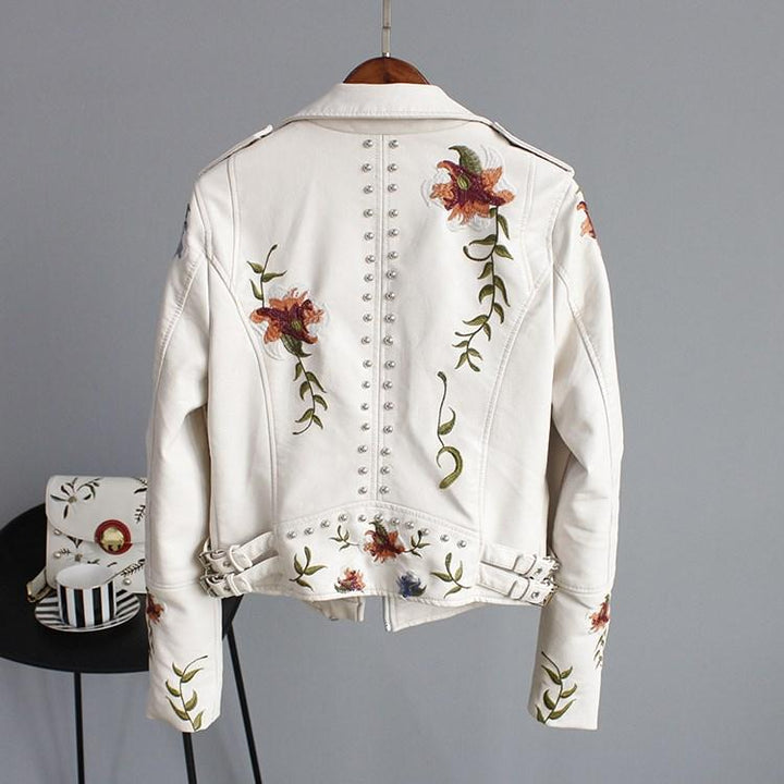Ella | Women's Embroidered Studded Leather Jacket