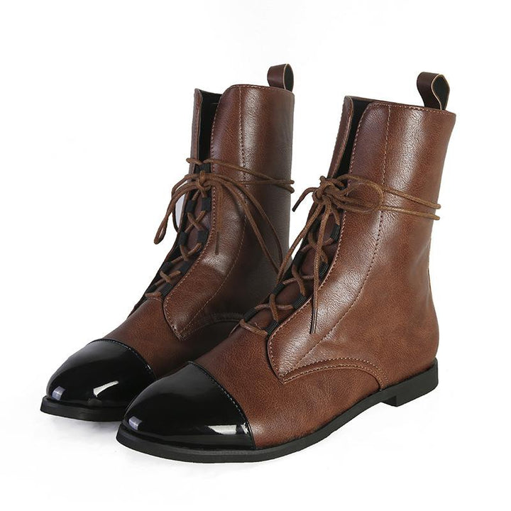 Emma™ | Stylish Patent Leather Lace-Up Boots