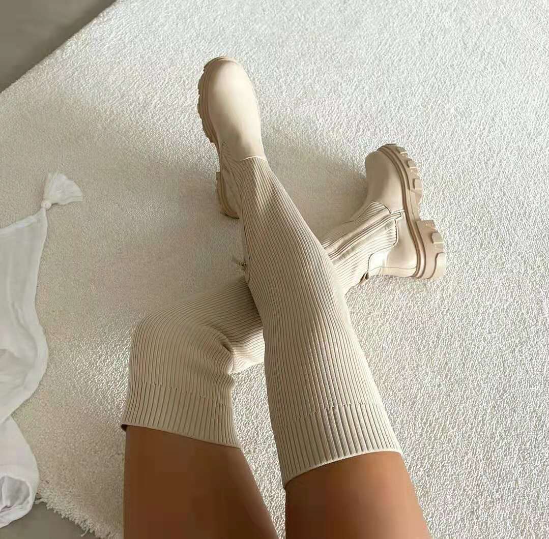Ginevra | Stylish Ribbed Knee-High Boots