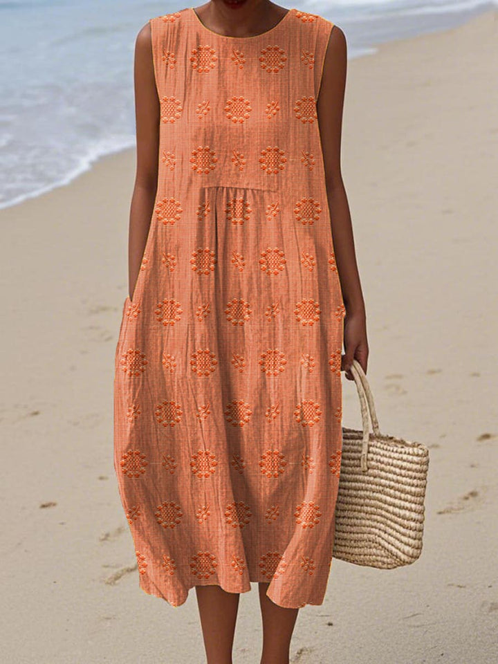 Franky | Elegant Sleeveless Cotton Dress with Pockets