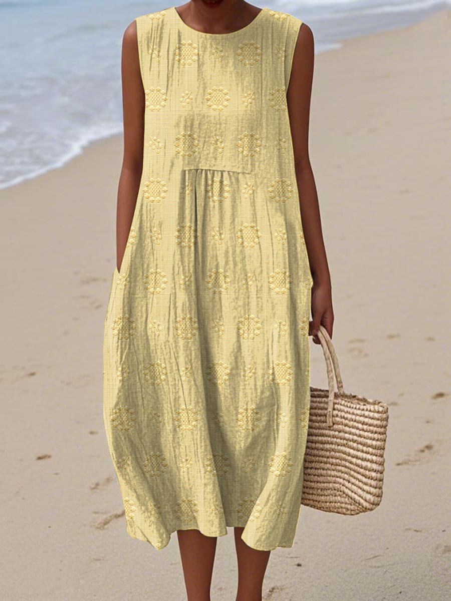 Franky | Elegant Sleeveless Cotton Dress with Pockets
