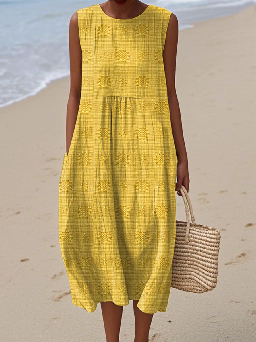 Franky | Elegant Sleeveless Cotton Dress with Pockets