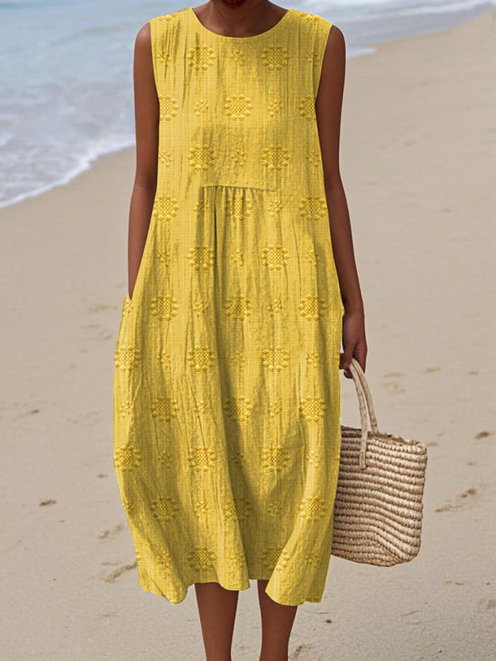 Franky | Elegant Sleeveless Cotton Dress with Pockets
