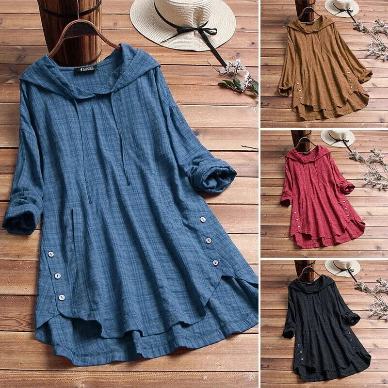 Eliane | Stylish Hooded Button Dress
