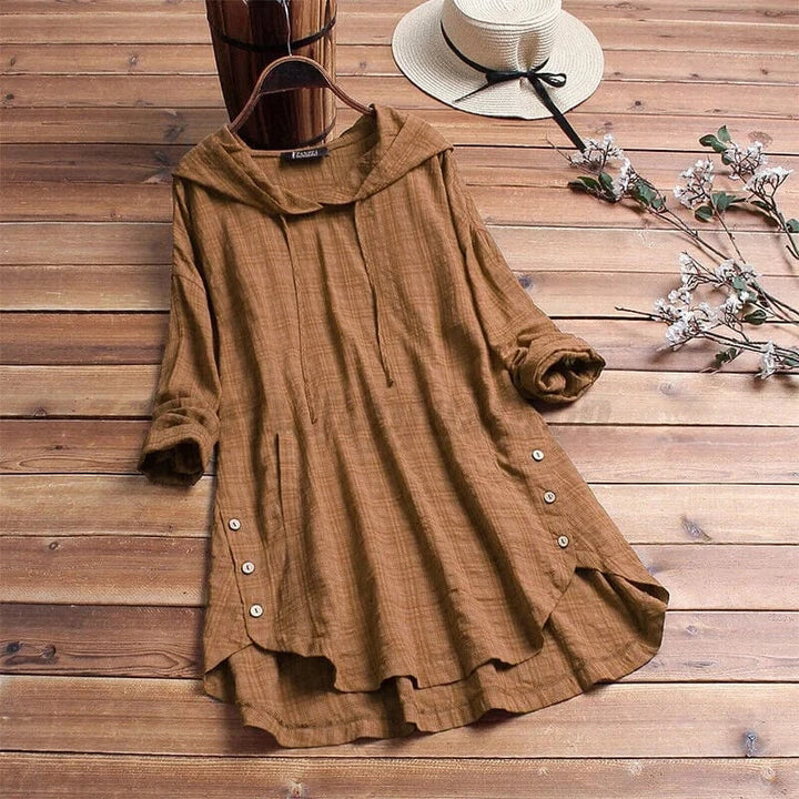 Eliane | Stylish Hooded Button Dress