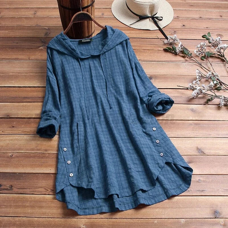 Eliane | Stylish Hooded Button Dress