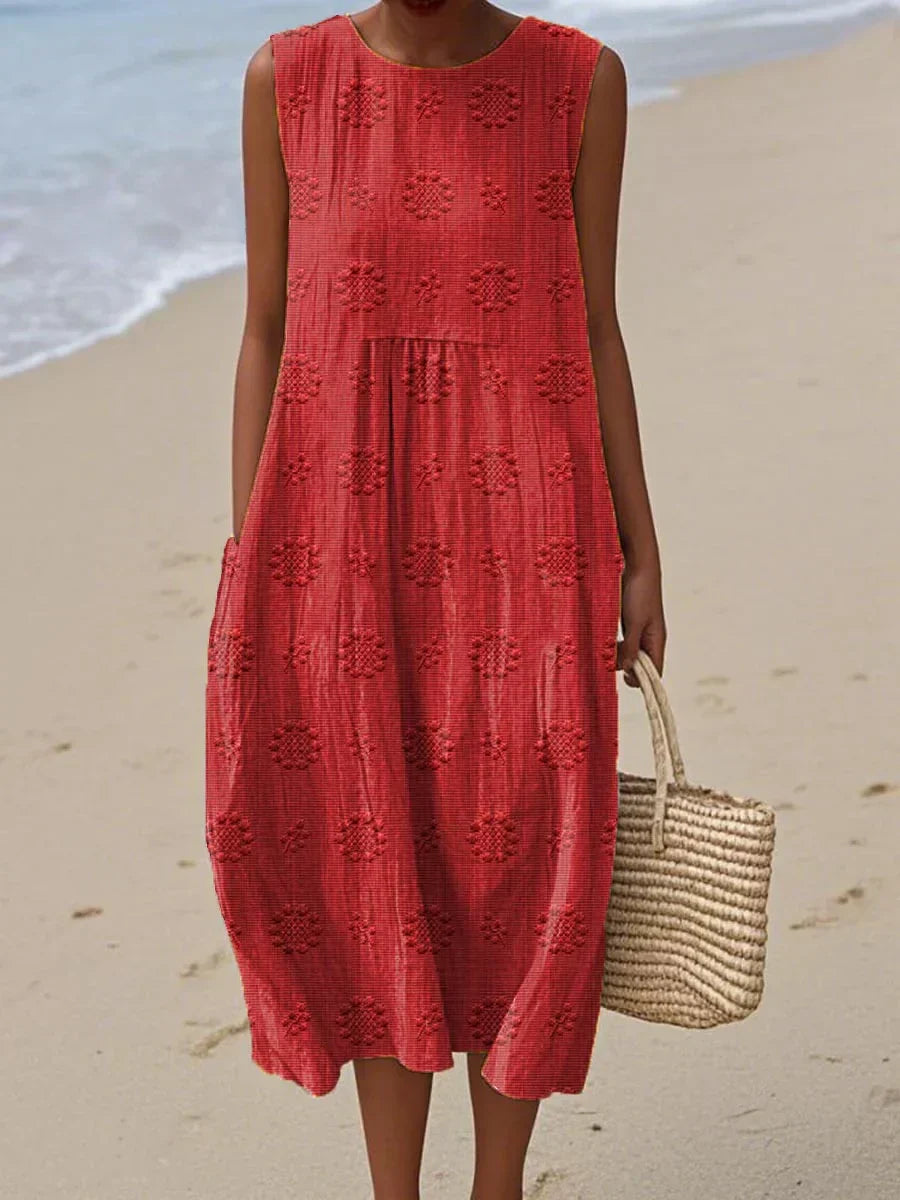 Franky | Elegant Sleeveless Cotton Dress with Pockets