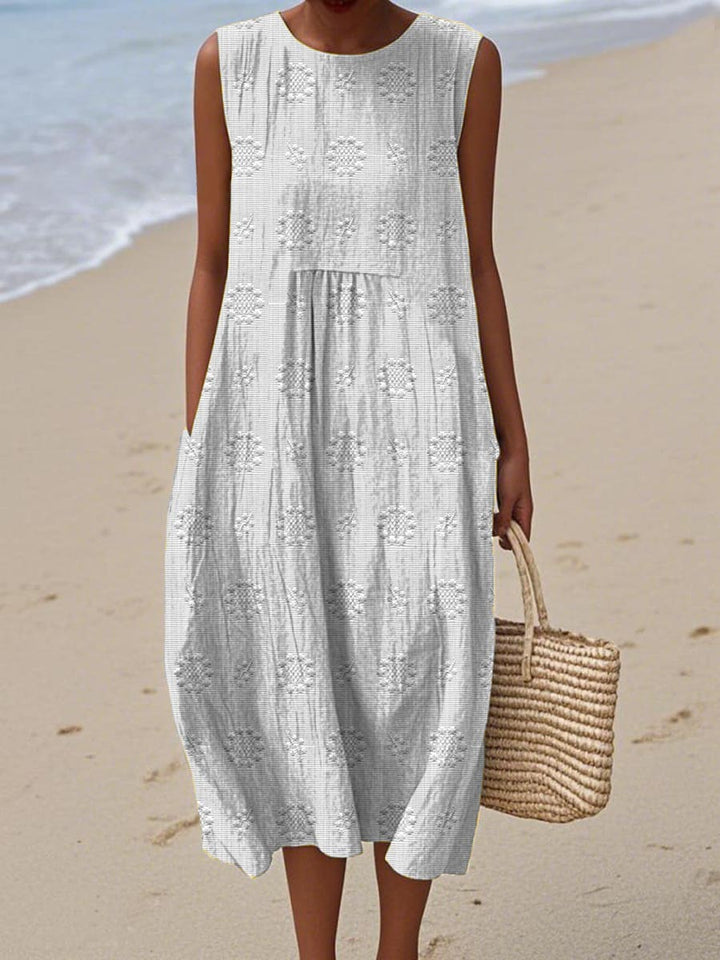 Franky | Elegant Sleeveless Cotton Dress with Pockets