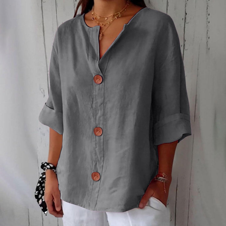 Lynchy | Cotton Linen V Neck Shirt