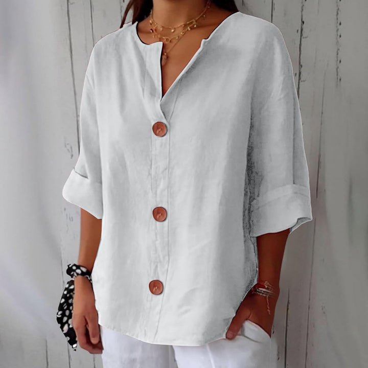 Lynchy | Cotton Linen V Neck Shirt