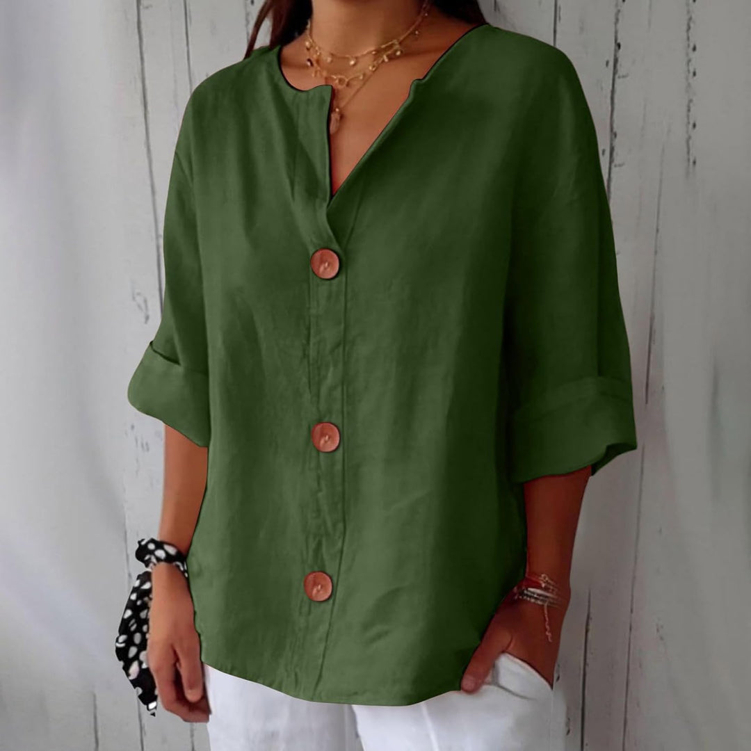 Lynchy | Cotton Linen V Neck Shirt