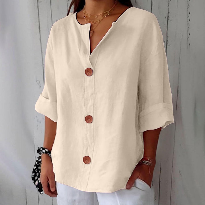 Lynchy | Cotton Linen V Neck Shirt