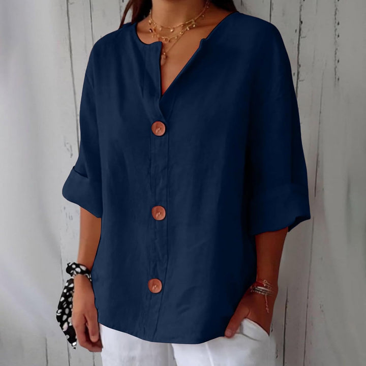 Lynchy | Cotton Linen V Neck Shirt
