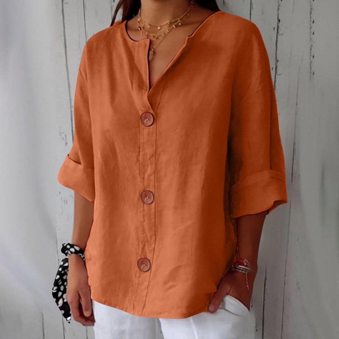 Lynchy | Cotton Linen V Neck Shirt