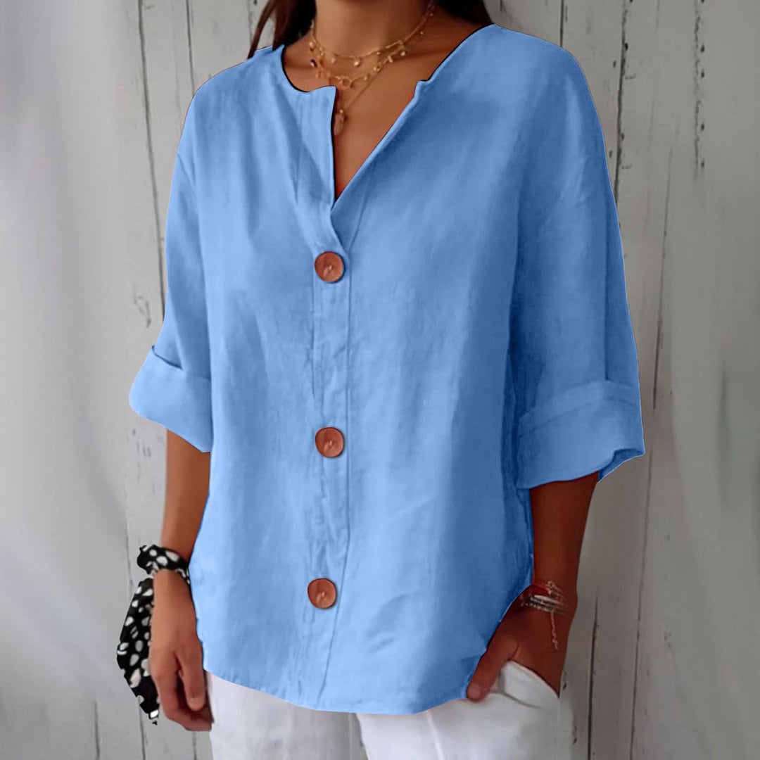 Lynchy | Cotton Linen V Neck Shirt
