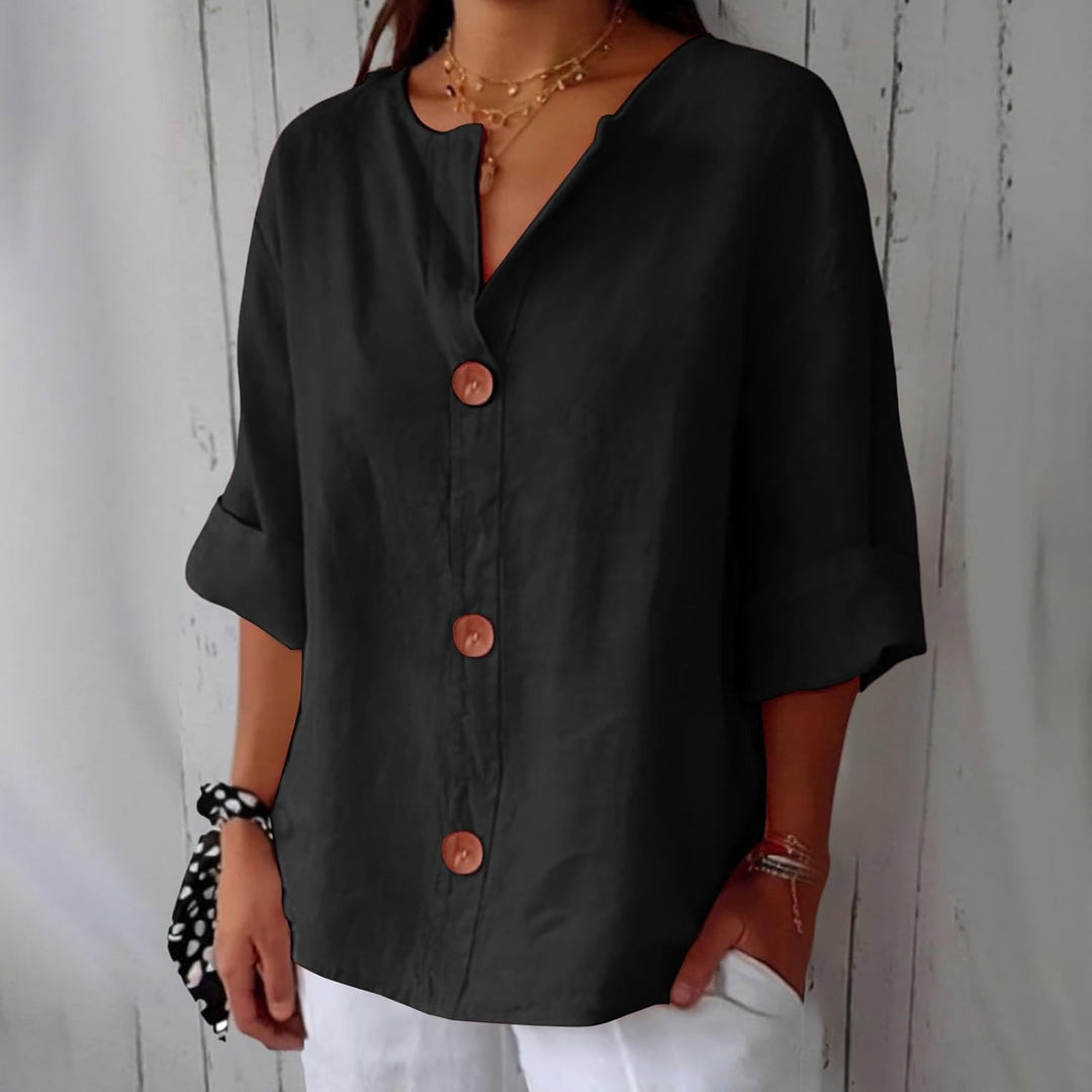 Lynchy | Cotton Linen V Neck Shirt