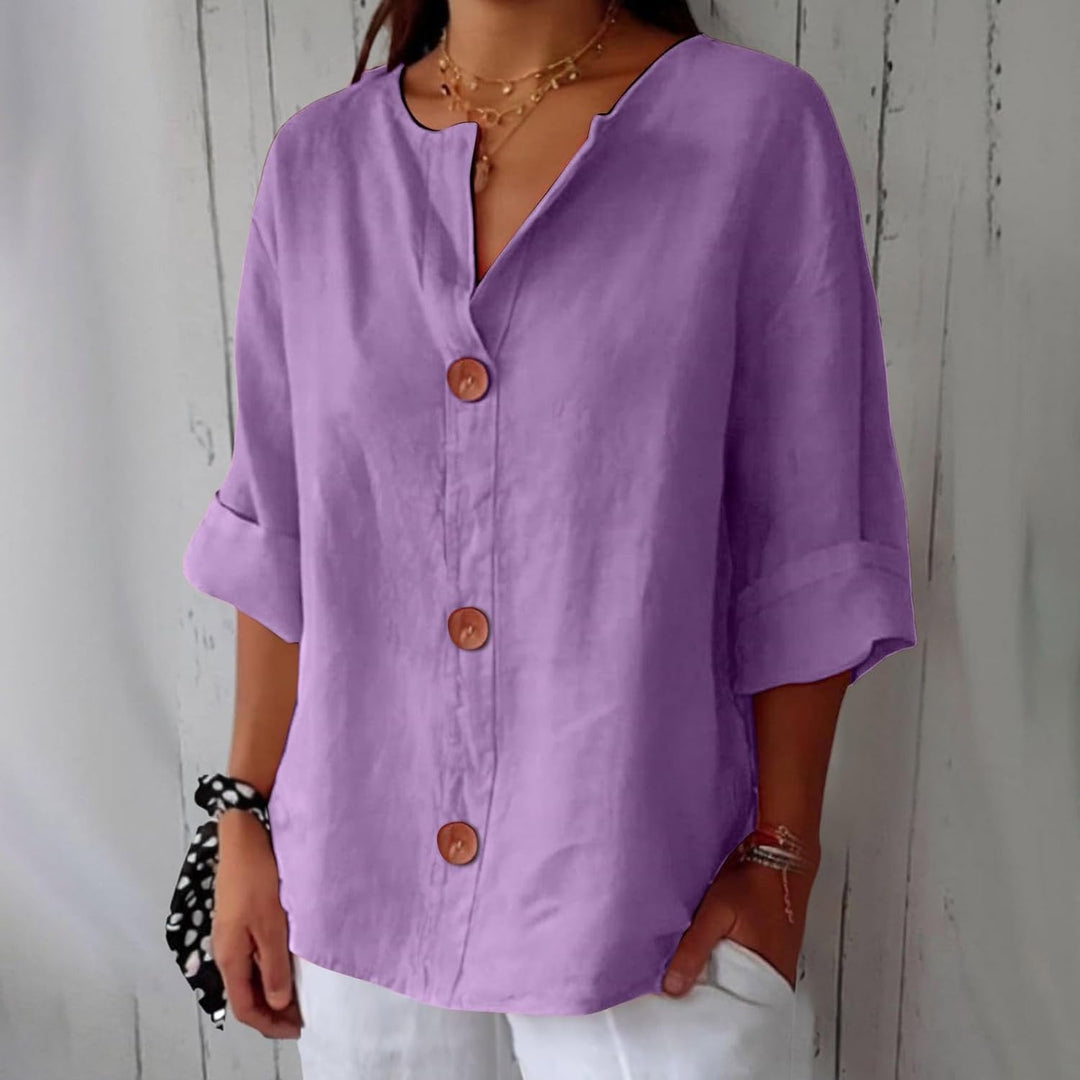 Lynchy | Cotton Linen V Neck Shirt
