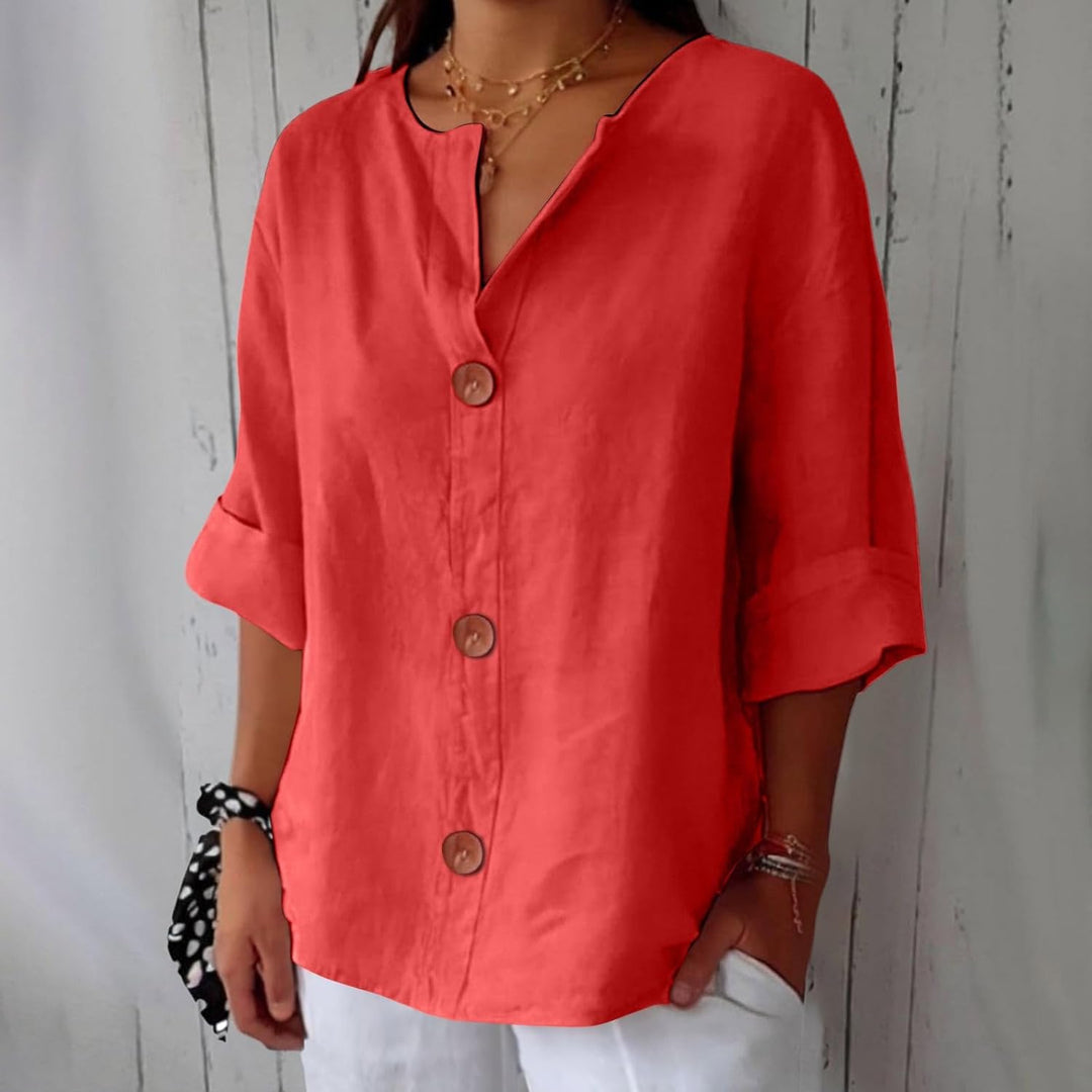 Lynchy | Cotton Linen V Neck Shirt