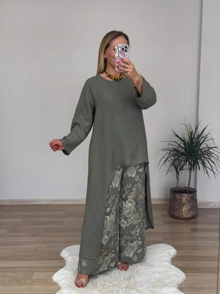 Charly™ | Long-sleeved Top And Printed Pants Set