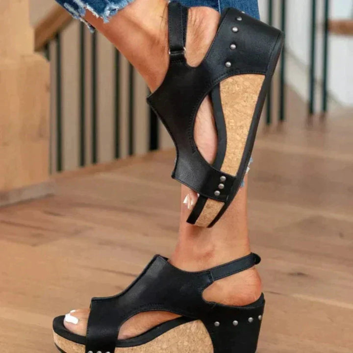 Georgia | Open-Toe Cork Platform Sandals
