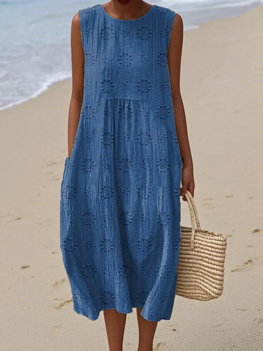Franky | Elegant Sleeveless Cotton Dress with Pockets