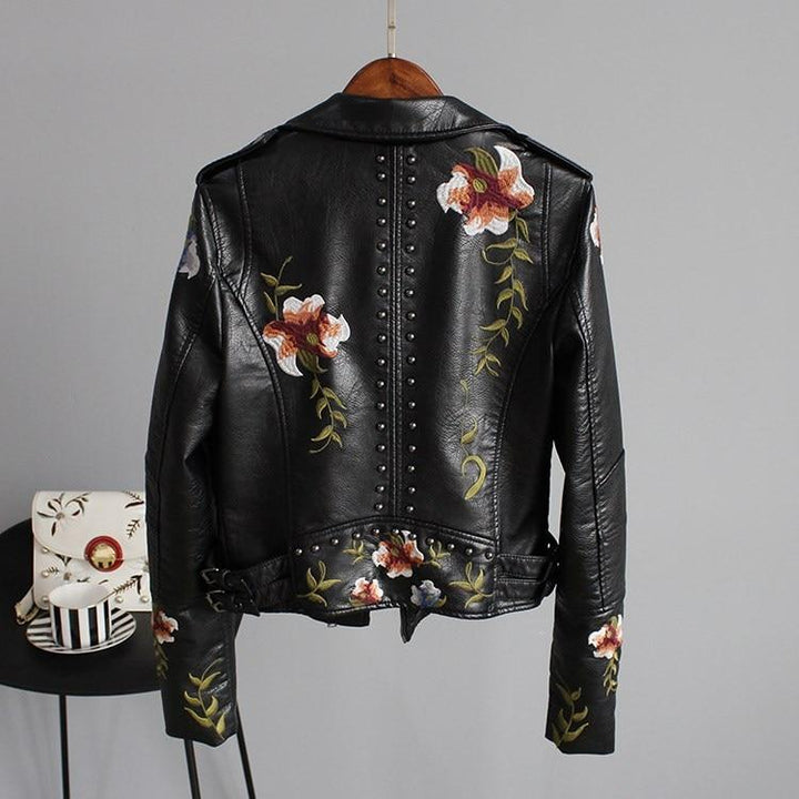 Ediana | Stylish Embroidered Leather Jacket