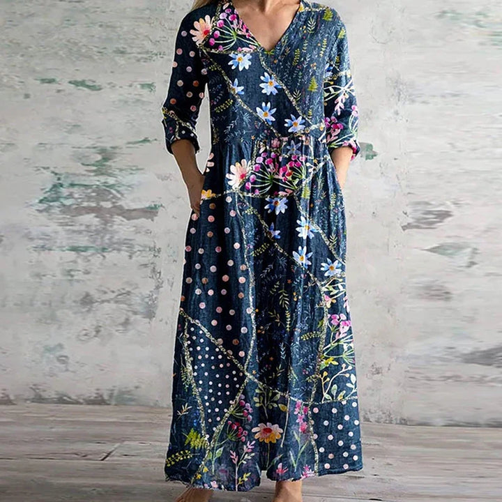 Fiona™ | Floral Linen-Cotton Dress