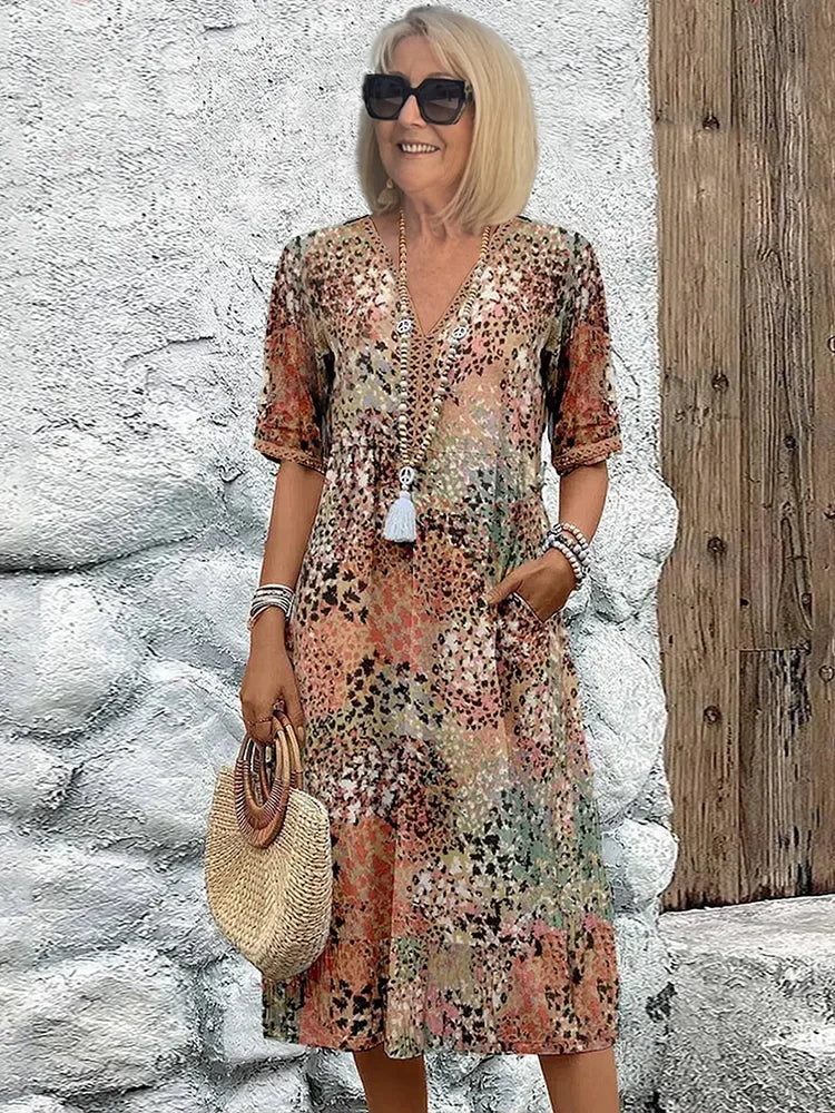 Quinty Vibrant Mid Length Dress