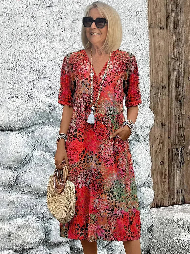 Quinty Vibrant Mid Length Dress