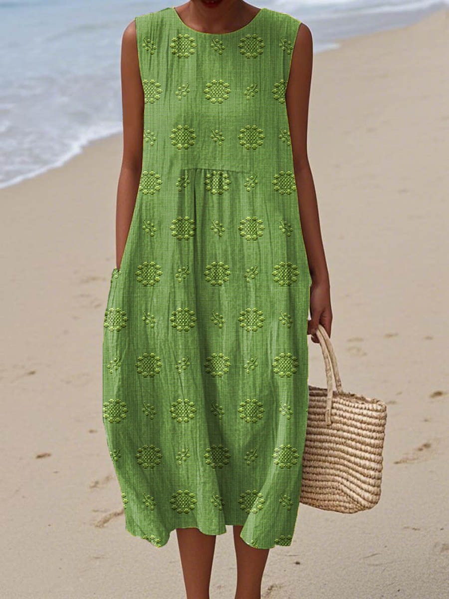 Franky | Elegant Sleeveless Cotton Dress with Pockets