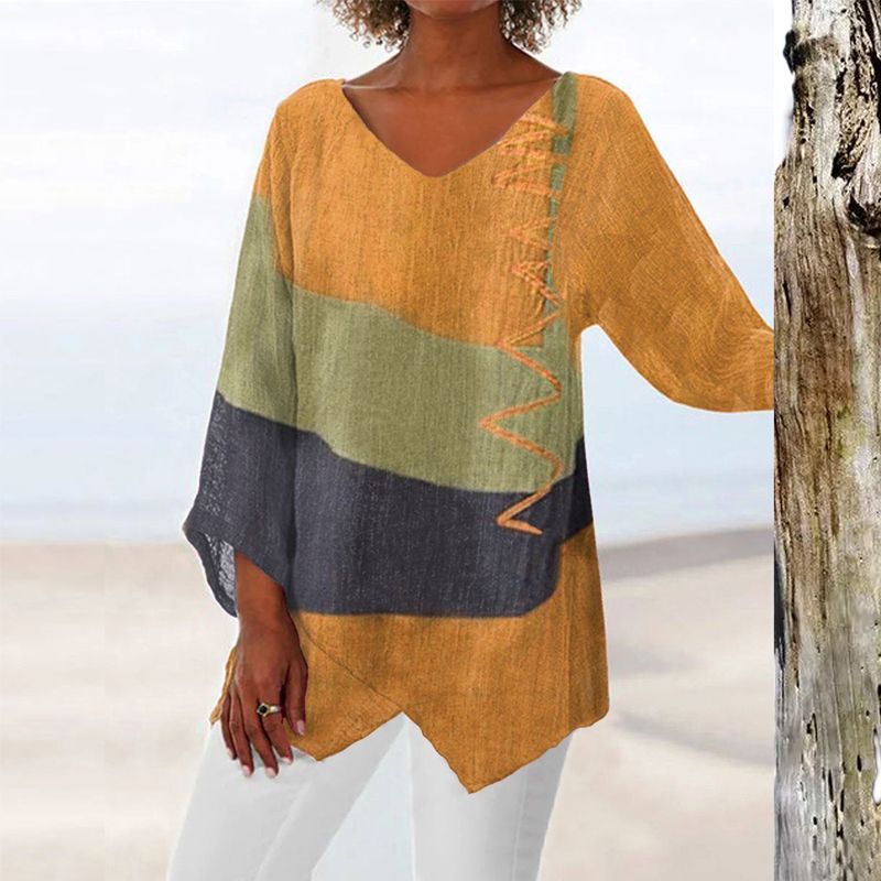 Helena - Artistic Long Shirt with V-neck