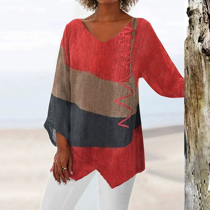Helena - Artistic Long Shirt with V-neck