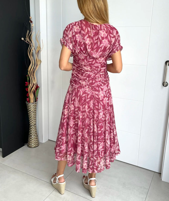 Christina™ | Off-Shoulder V-Neck Printed Dress