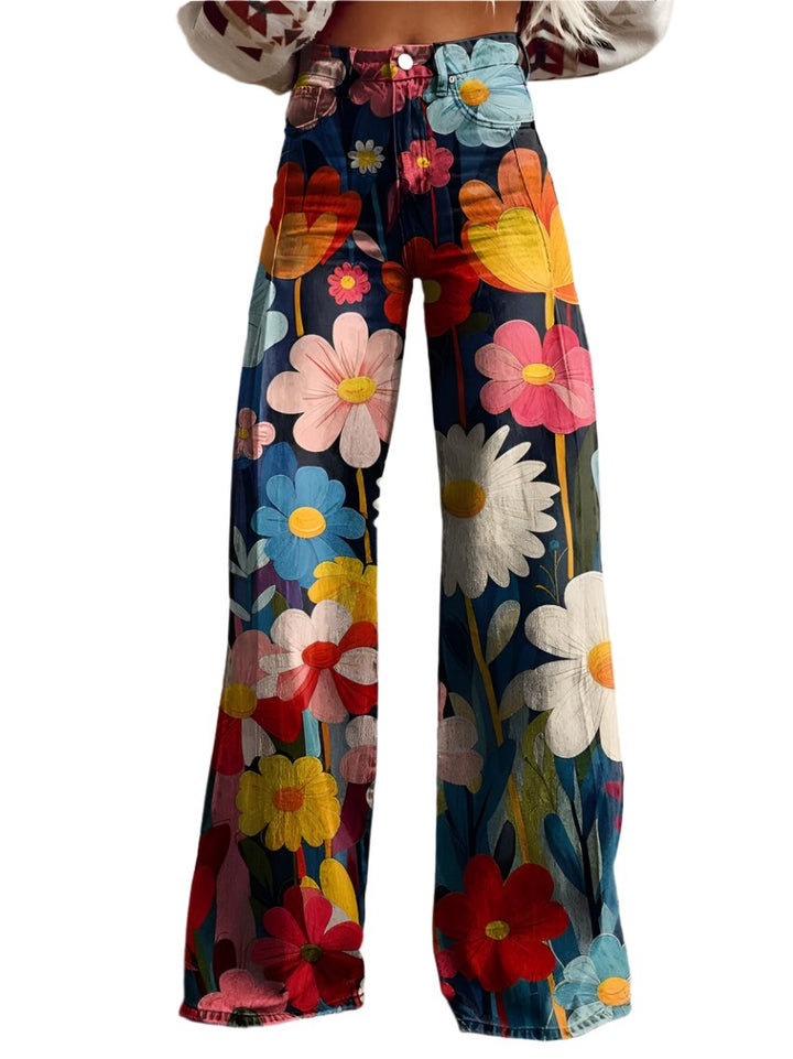Renee | Stylish Floral Print Wide-Leg Pants