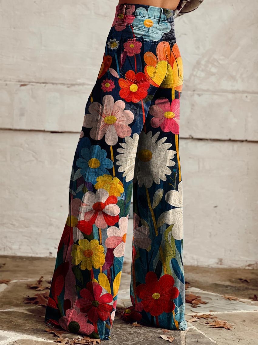 Renee | Stylish Floral Print Wide-Leg Pants