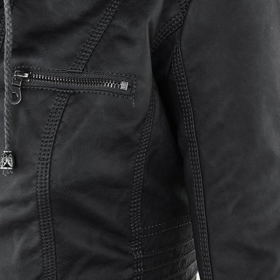 Kiara | Waterproof Hooded Leather Jacket