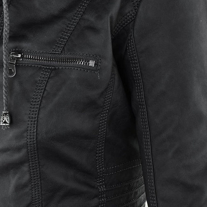 Kiara | Waterproof Hooded Leather Jacket