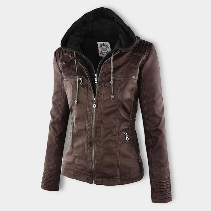 Kiara | Waterproof Hooded Leather Jacket