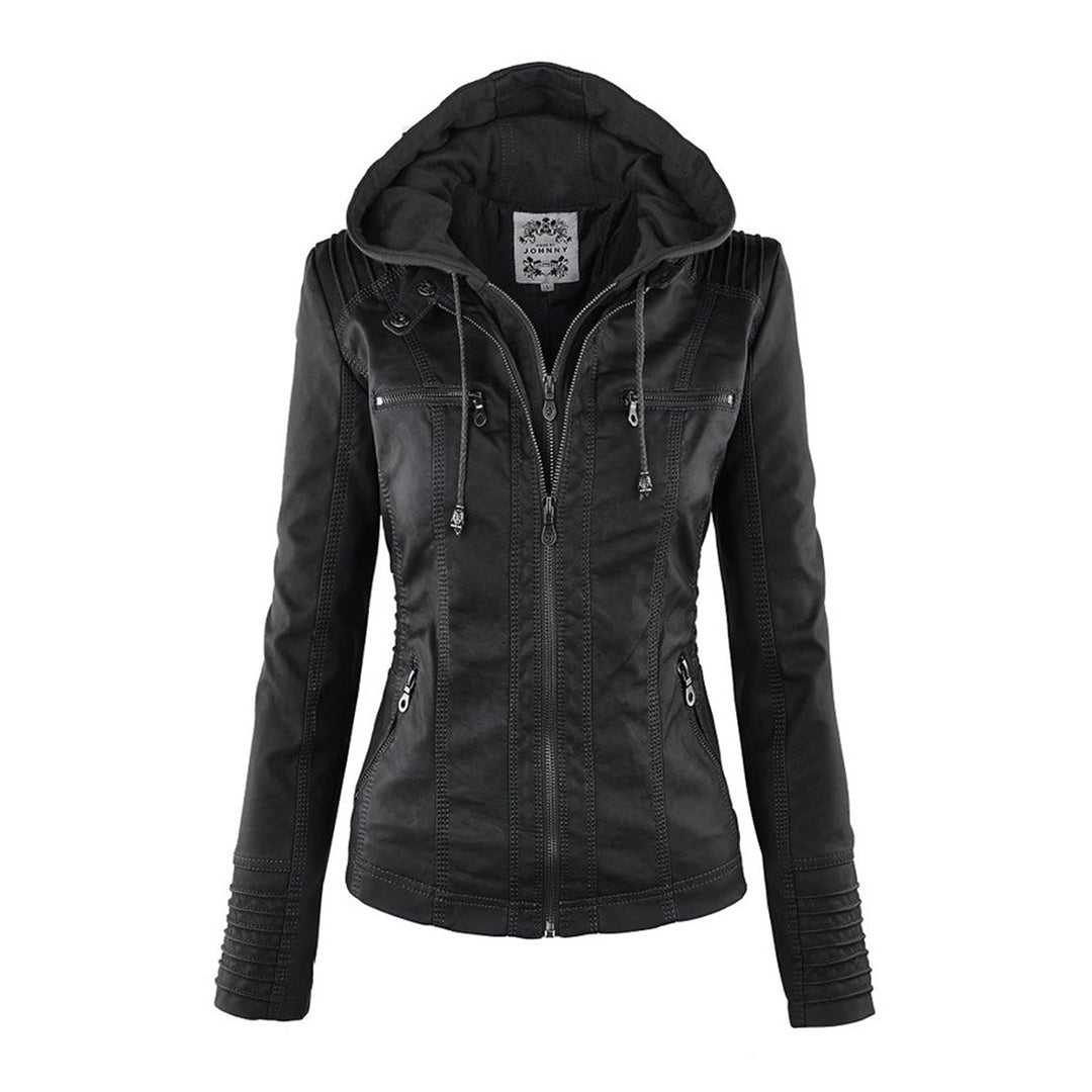 Kiara | Waterproof Hooded Leather Jacket