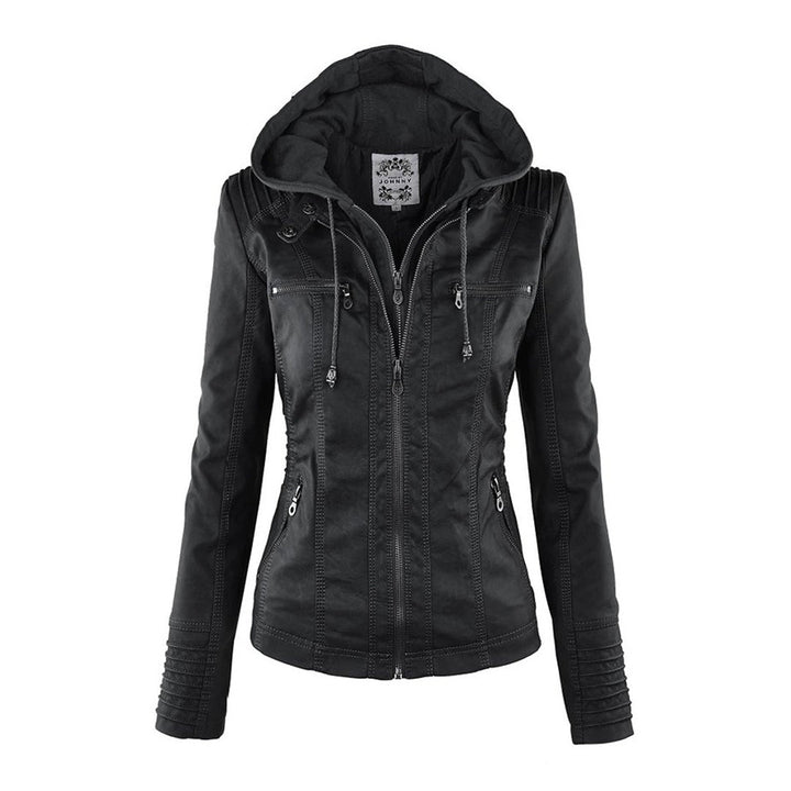 Kiara | Waterproof Hooded Leather Jacket