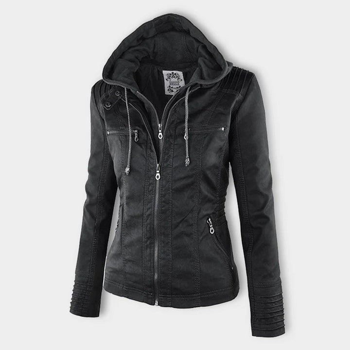 Kiara | Waterproof Hooded Leather Jacket