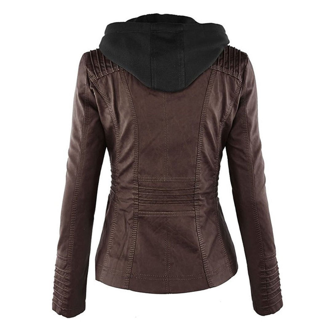 Kiara | Waterproof Hooded Leather Jacket