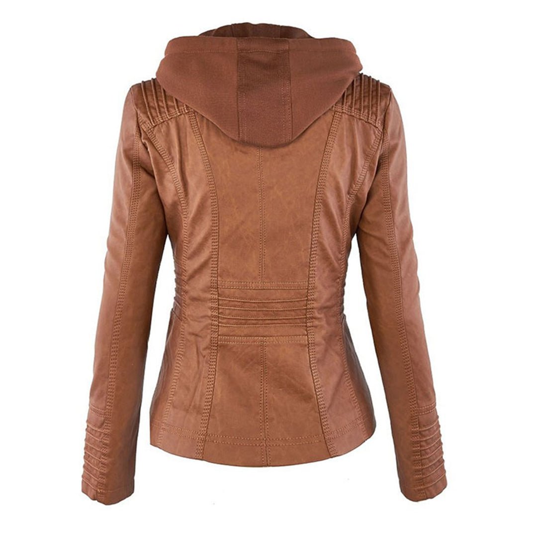 Kiara | Waterproof Hooded Leather Jacket